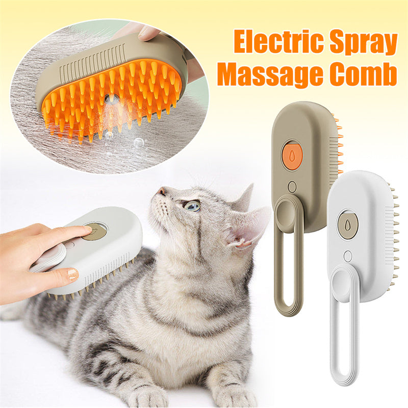 3-in-1 Electric Steam Pet Brush — Self-Cleaning Grooming Comb for Cats & Dogs