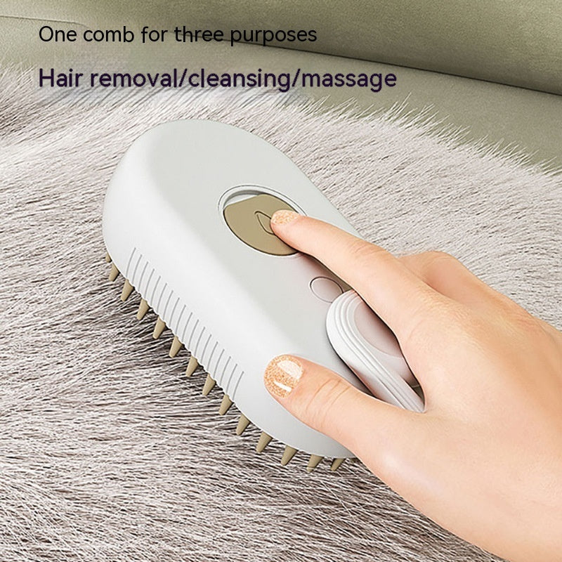 3-in-1 Electric Steam Pet Brush — Self-Cleaning Grooming Comb for Cats & Dogs