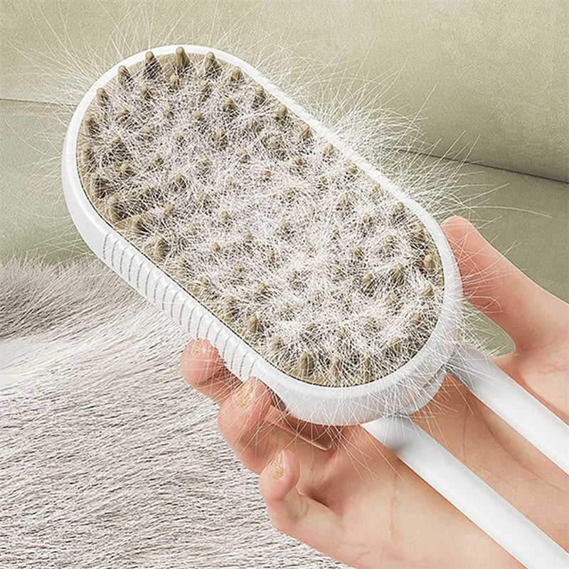 3-in-1 Electric Steam Pet Brush — Self-Cleaning Grooming Comb for Cats & Dogs